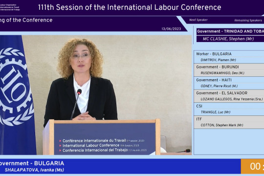 Министър Шалапатова пред МОТ: Политиките на пазара на труда трябва да се основават на равенство и недискриминация